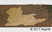 Satellite Panoramic Map of Kaomba, darken