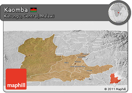 Satellite Panoramic Map of Kaomba, lighten, desaturated