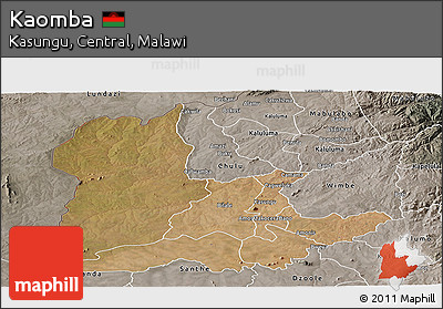 Satellite Panoramic Map of Kaomba, semi-desaturated