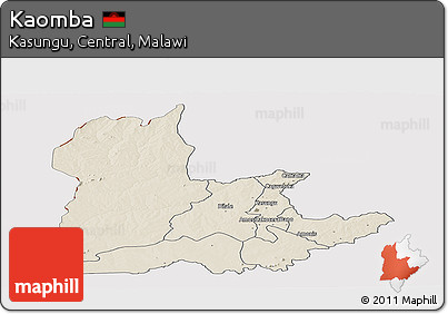 Shaded Relief Panoramic Map of Kaomba, cropped outside