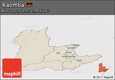 Shaded Relief Panoramic Map of Kaomba, cropped outside