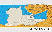 Shaded Relief Panoramic Map of Kaomba, political outside