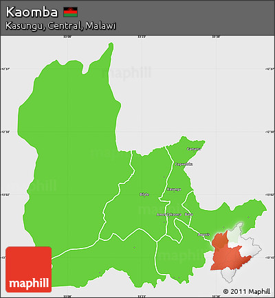 Political Simple Map of Kaomba, single color outside