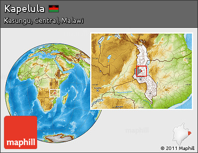 Physical Location Map of Kapelula, highlighted country, highlighted parent region