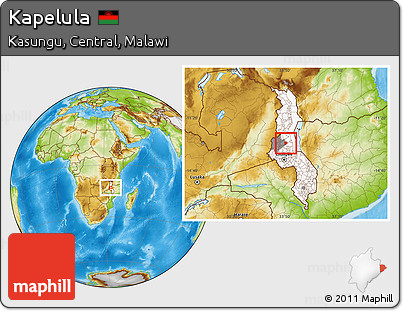 Physical Location Map of Kapelula, highlighted country, highlighted parent region