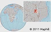 Gray Location Map of Kasungu, highlighted parent region, within the entire country, hill shading