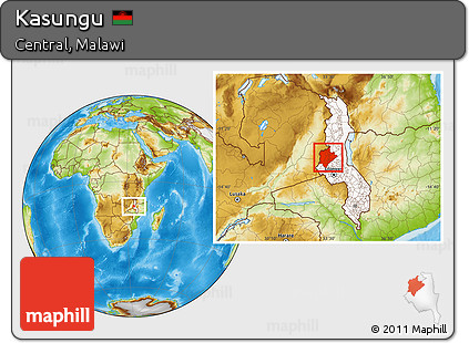 Physical Location Map of Kasungu, highlighted country