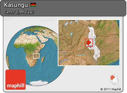 Satellite Location Map of Kasungu, highlighted country