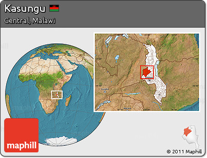 Satellite Location Map of Kasungu, highlighted country