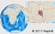 Shaded Relief Location Map of Kasungu, highlighted country, highlighted parent region