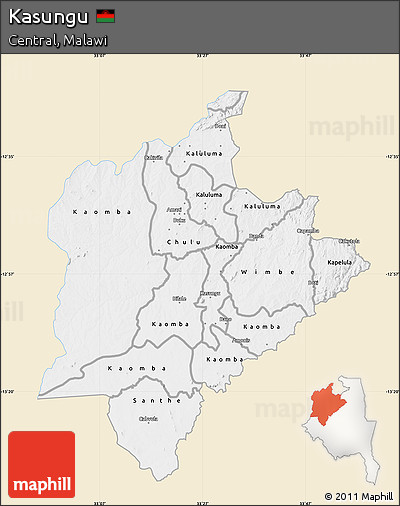 Classic Style Map of Kasungu, single color outside