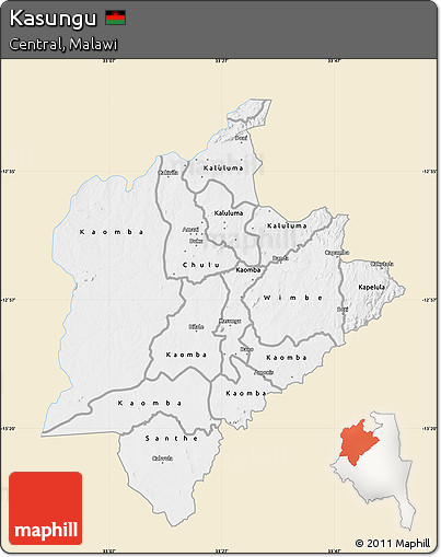Classic Style Map of Kasungu, single color outside