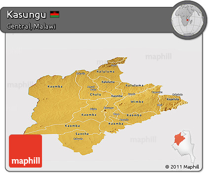 Physical Panoramic Map of Kasungu, cropped outside