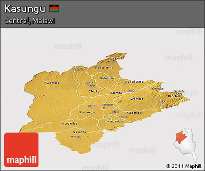 Physical Panoramic Map of Kasungu, cropped outside