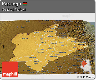 Physical Panoramic Map of Kasungu, darken