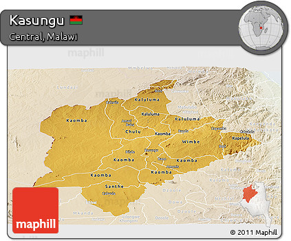 Physical Panoramic Map of Kasungu, lighten