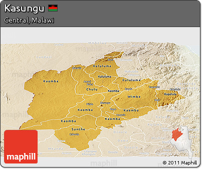 Physical Panoramic Map of Kasungu, lighten