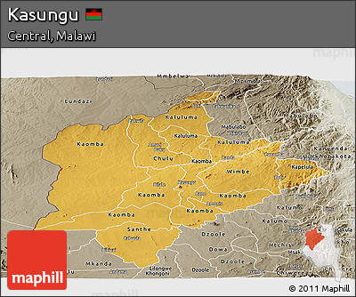 Physical Panoramic Map of Kasungu, semi-desaturated