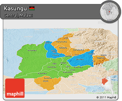 Political Panoramic Map of Kasungu, lighten