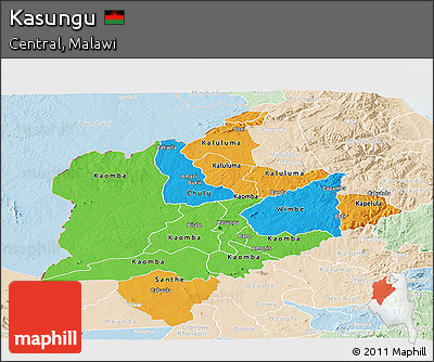 Political Panoramic Map of Kasungu, lighten
