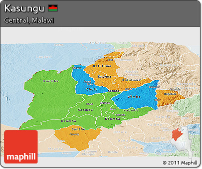 Political Panoramic Map of Kasungu, lighten