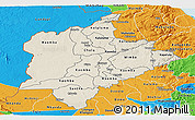 Shaded Relief Panoramic Map of Kasungu, political outside