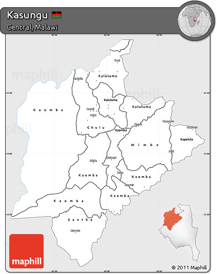 Silver Style Simple Map of Kasungu, single color outside
