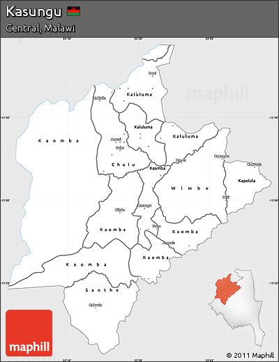 Silver Style Simple Map of Kasungu, single color outside