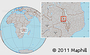 Gray Location Map of Wimbe, within the entire country
