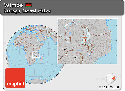 Gray Location Map of Wimbe, highlighted parent region, within the entire country