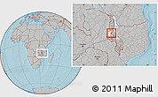 Gray Location Map of Wimbe, highlighted parent region, within the entire country, hill shading