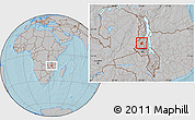 Gray Location Map of Wimbe, hill shading