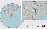 Gray Location Map of Chadza, highlighted parent region, hill shading