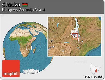 Satellite Location Map of Chadza, highlighted grandparent region