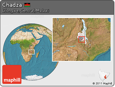 Satellite Location Map of Chadza, highlighted parent region, highlighted grandparent region