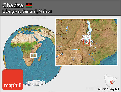 Satellite Location Map of Chadza, highlighted parent region, highlighted grandparent region
