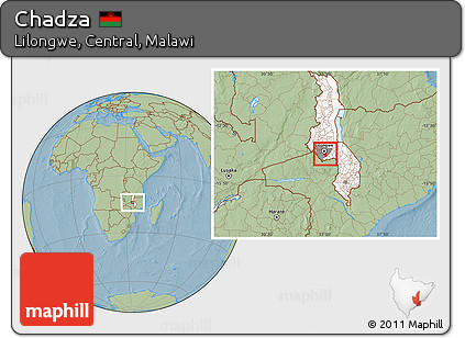 Savanna Style Location Map of Chadza, highlighted country, highlighted parent region, hill shading