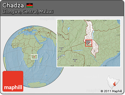Savanna Style Location Map of Chadza, highlighted country, highlighted parent region, hill shading