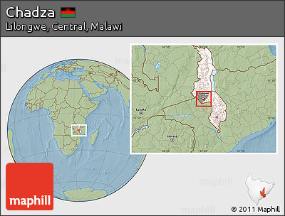 Savanna Style Location Map of Chadza, highlighted country, highlighted parent region, hill shading
