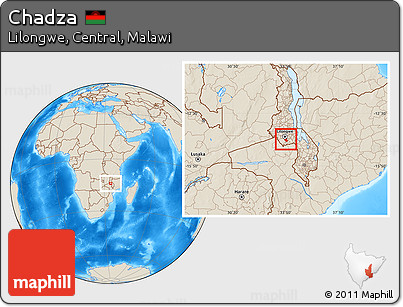 Shaded Relief Location Map of Chadza