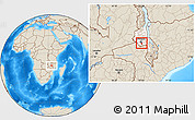 Shaded Relief Location Map of Chadza, highlighted grandparent region