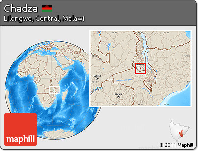 Shaded Relief Location Map of Chadza, highlighted parent region
