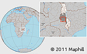 Gray Location Map of Kalumba, highlighted country, highlighted grandparent region