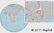 Gray Location Map of Kalumba, highlighted grandparent region, hill shading