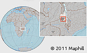 Gray Location Map of Kalumba, highlighted parent region, highlighted grandparent region, hill shading