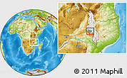 Physical Location Map of Kalumba, highlighted country, highlighted parent region, within the entire country