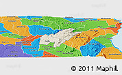 Shaded Relief Panoramic Map of Mazengera, political outside