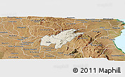 Shaded Relief Panoramic Map of Mazengera, satellite outside