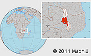 Gray Location Map of Central, highlighted country, within the entire country
