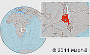 Gray Location Map of Central, hill shading